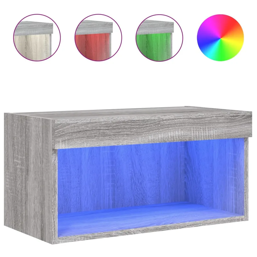 Meuble TV avec lumières LED sonoma gris 60x30x30 cm - 2