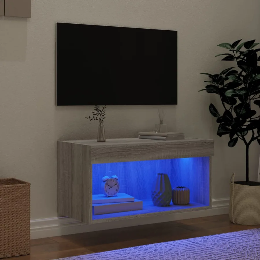 Meuble TV avec lumières LED sonoma gris 60x30x30 cm - 3