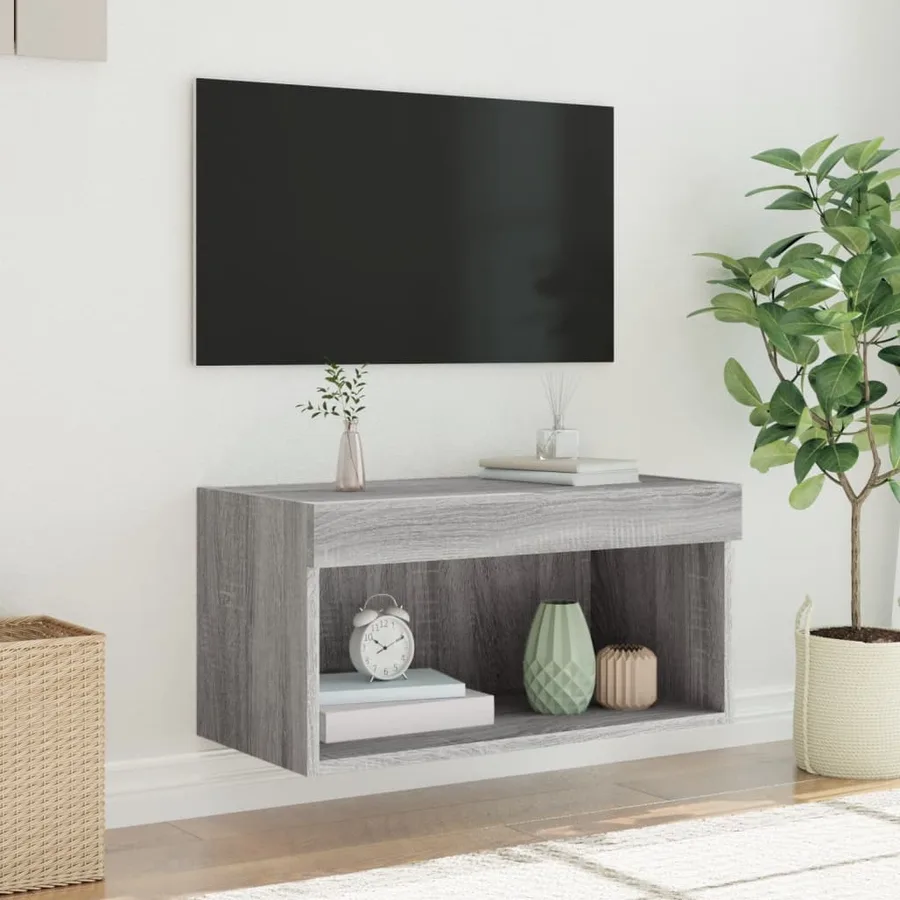Meuble TV avec lumières LED sonoma gris 60x30x30 cm - 5