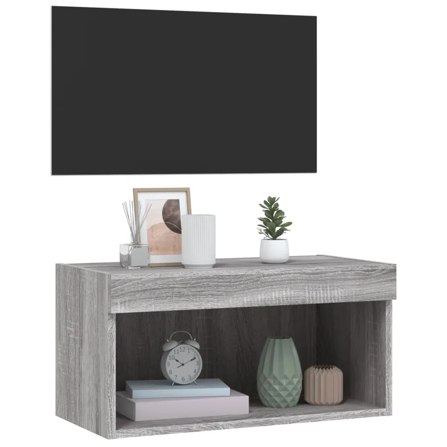 Meuble TV avec lumières LED sonoma gris 60x30x30 cm - 6