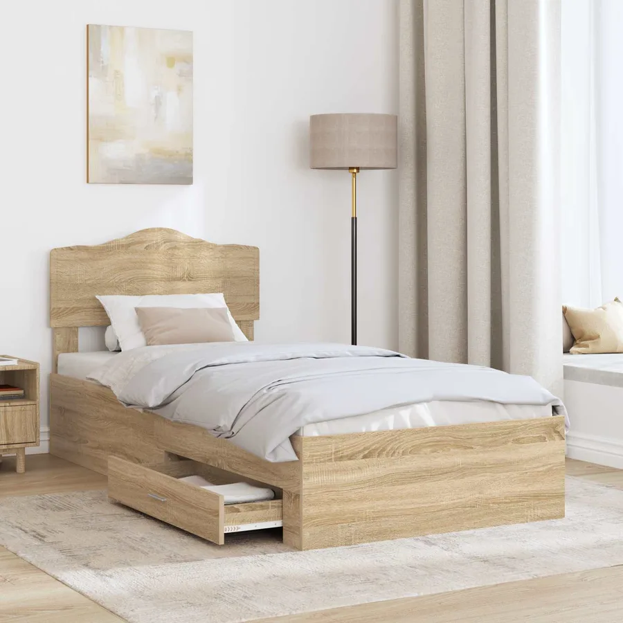 Cadre de lit Chêne Sonoma 100 x 200 cm Bois d'ingénierie - 3