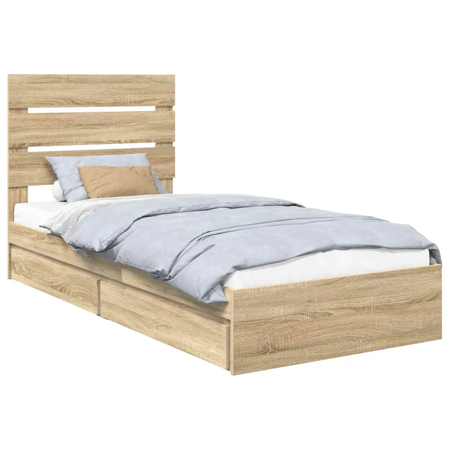 Lit de Rangement Chêne Sonoma 90 x 200 cm Bois d'ingénierie - 2