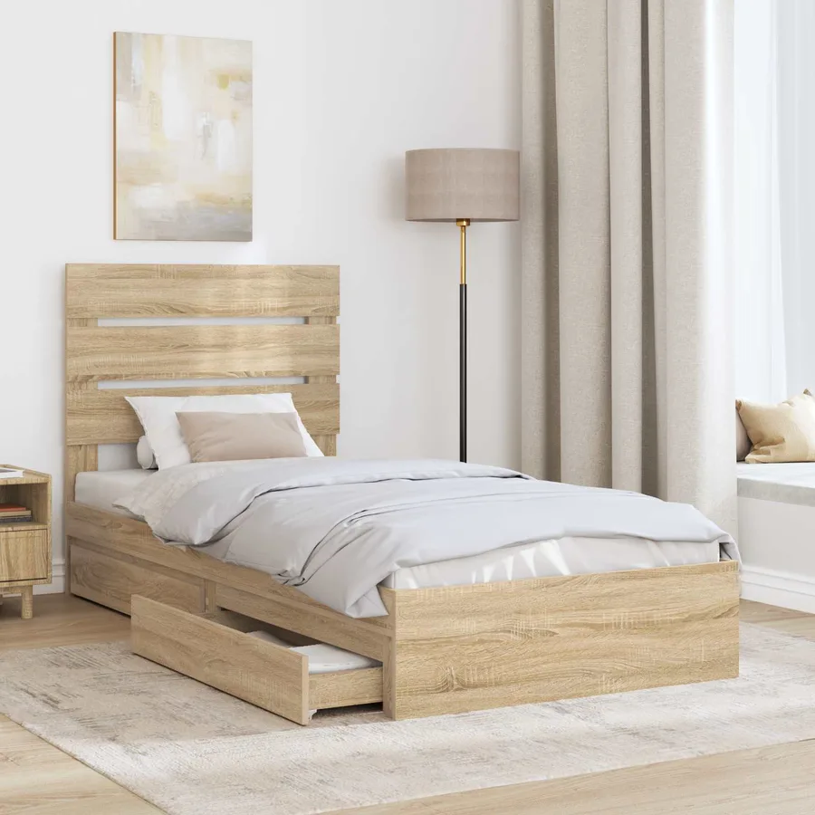 Lit de Rangement Chêne Sonoma 90 x 200 cm Bois d'ingénierie - 3