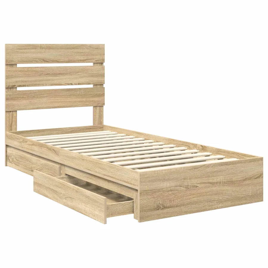 Lit de Rangement Chêne Sonoma 90 x 200 cm Bois d'ingénierie - 5