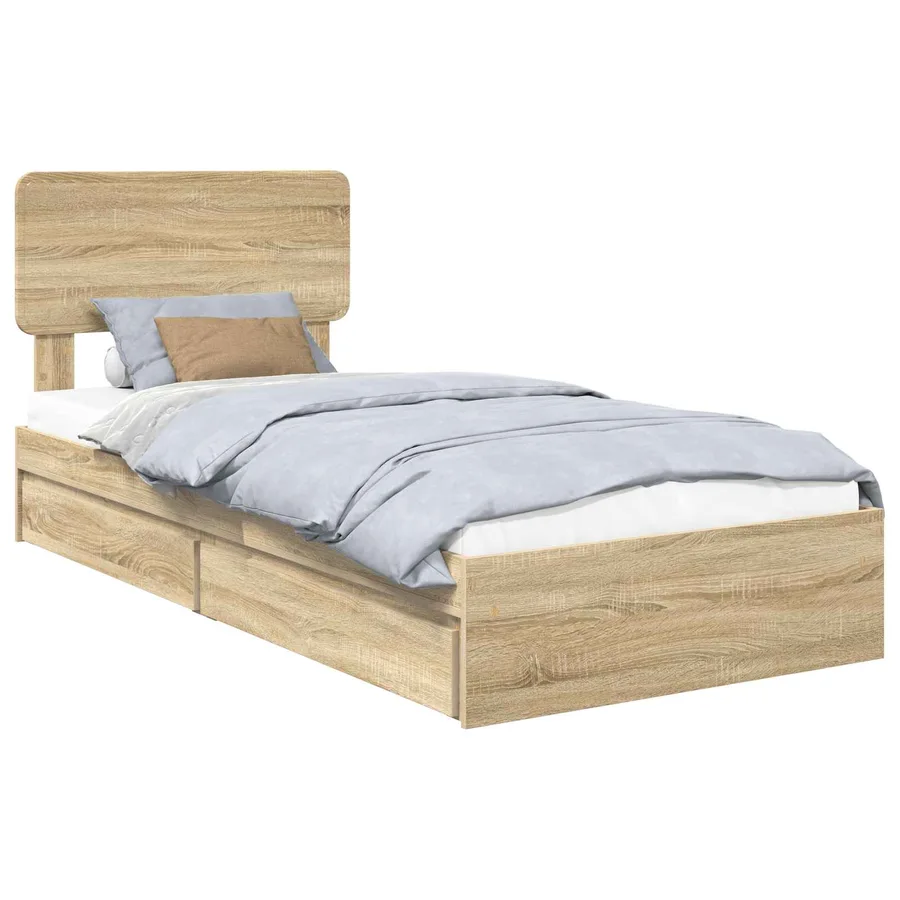 Lit de Rangement Chêne Sonoma 90 x 200 cm Bois d'ingénierie - 2