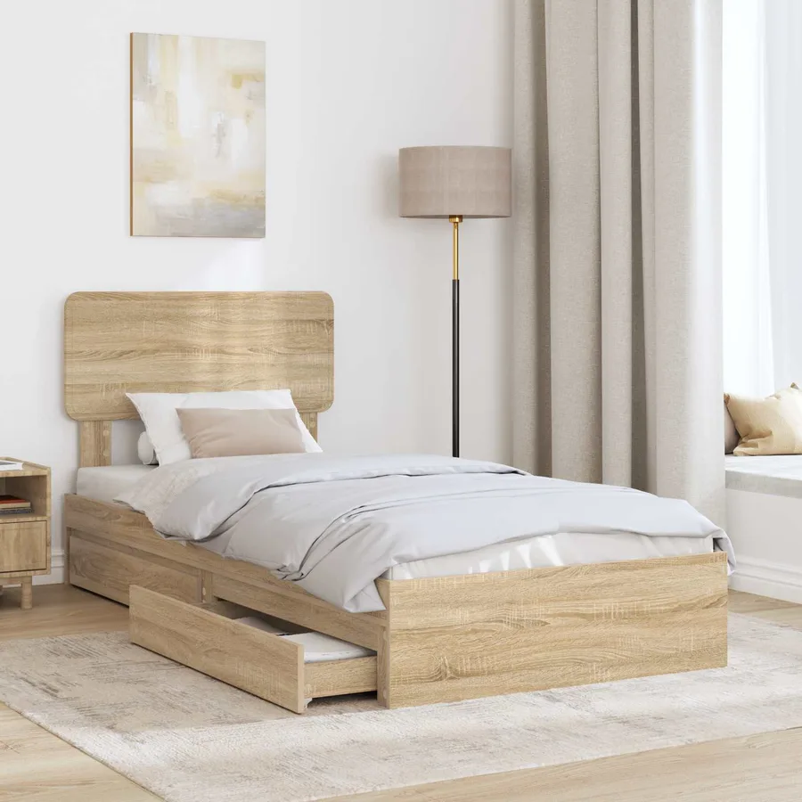 Lit de Rangement Chêne Sonoma 90 x 200 cm Bois d'ingénierie - 3