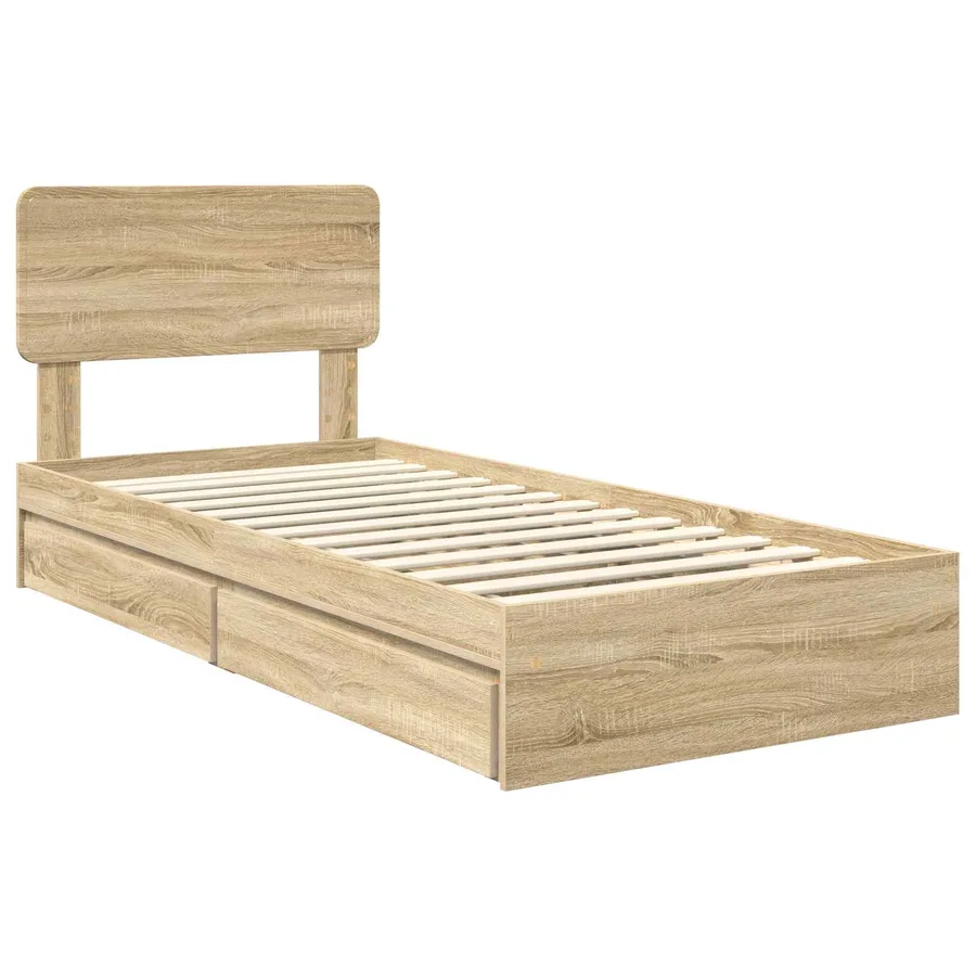 Lit de Rangement Chêne Sonoma 90 x 200 cm Bois d'ingénierie - 4