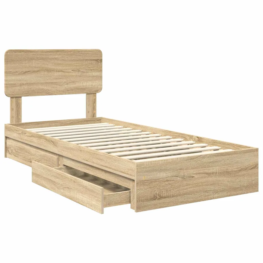 Lit de Rangement Chêne Sonoma 90 x 200 cm Bois d'ingénierie - 5