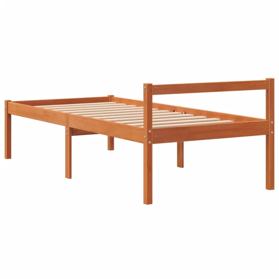 Lit pour personne âgée cire marron 90x200 cm bois de pin massif - 6