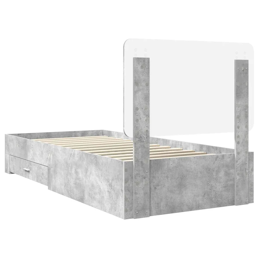 Cadre de lit Gris béton 100 x 200 cm Bois d'ingénierie - 9