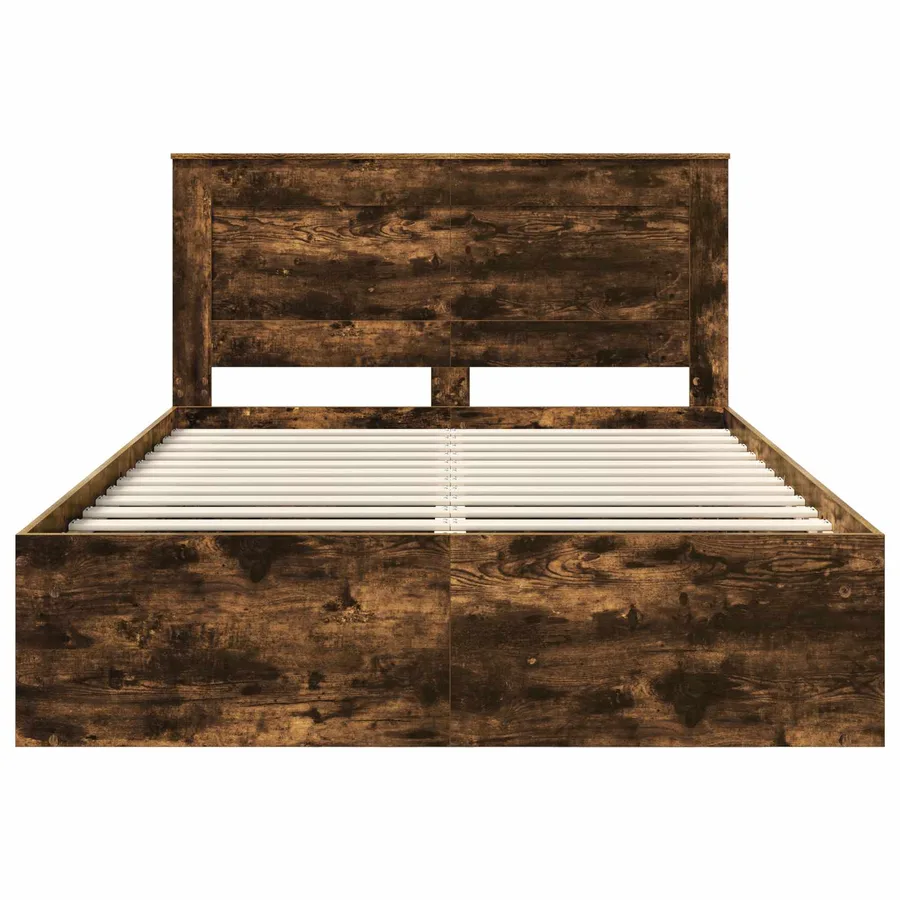 Cadre de lit Chêne fumé 140 x 190 cm Pin massif - 7