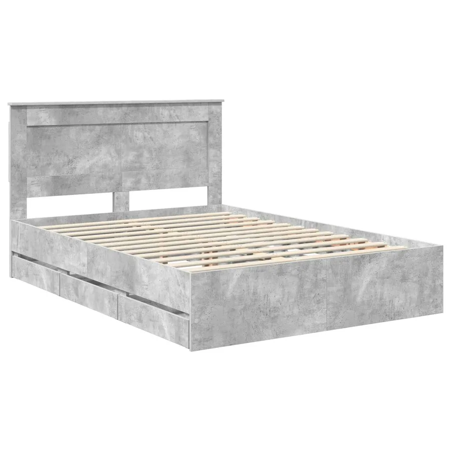 Cadre de lit Gris béton 140 x 190 cm Bois Ingénierie - 4