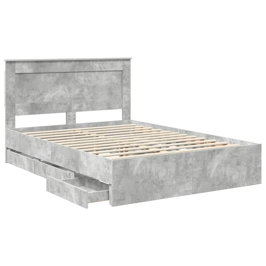 Cadre de lit Gris béton 140 x 190 cm Bois Ingénierie - 5