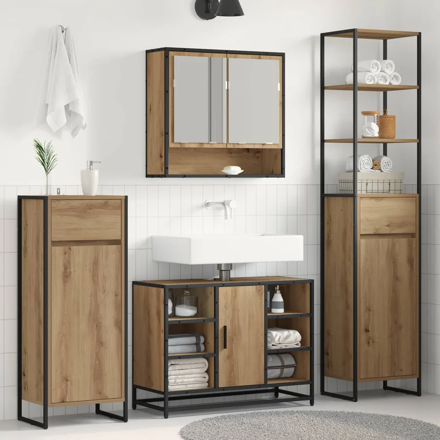 Cabinet de salle de bain Chêne artisan 40 x 30 x 100 cm