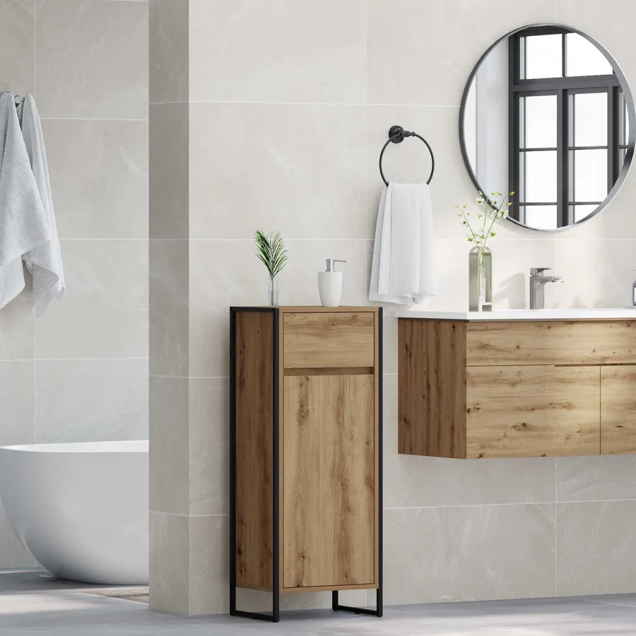 Cabinet de salle de bain Chêne artisan 40 x 30 x 100 cm - 4
