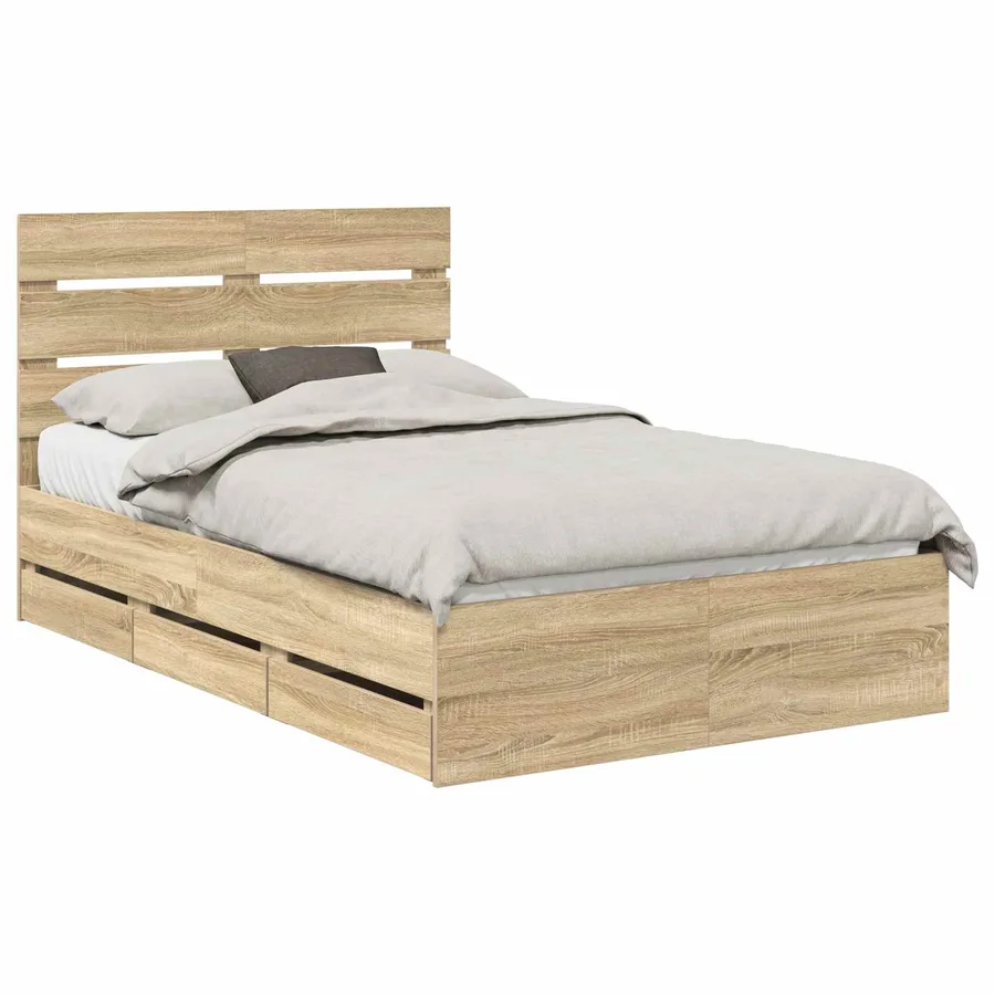 Cadre de lit Chêne Sonoma 120 x 190 cm Bois Ingénierie - 2