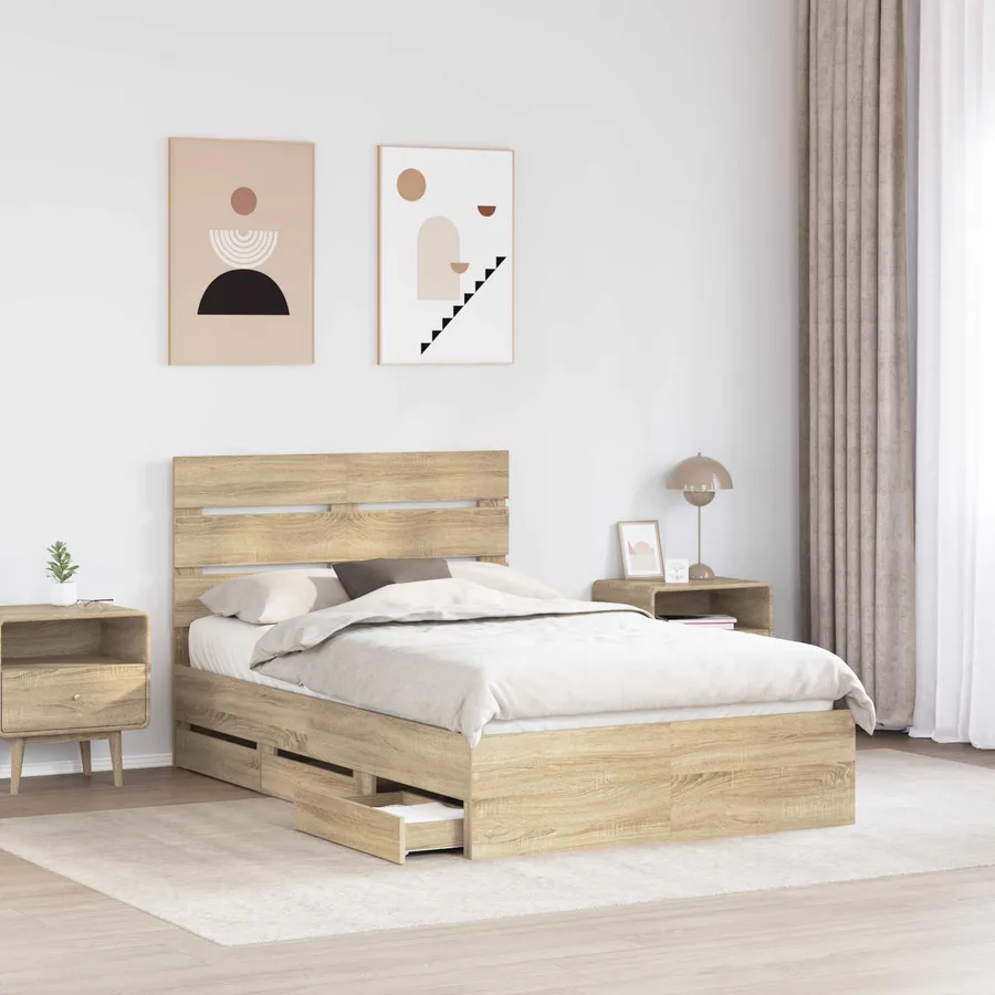 Cadre de lit Chêne Sonoma 120 x 190 cm Bois Ingénierie - 3