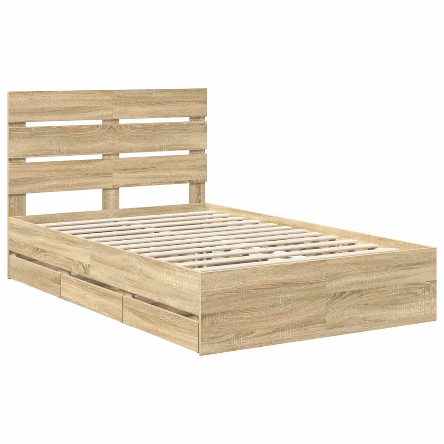 Cadre de lit Chêne Sonoma 120 x 190 cm Bois Ingénierie - 4