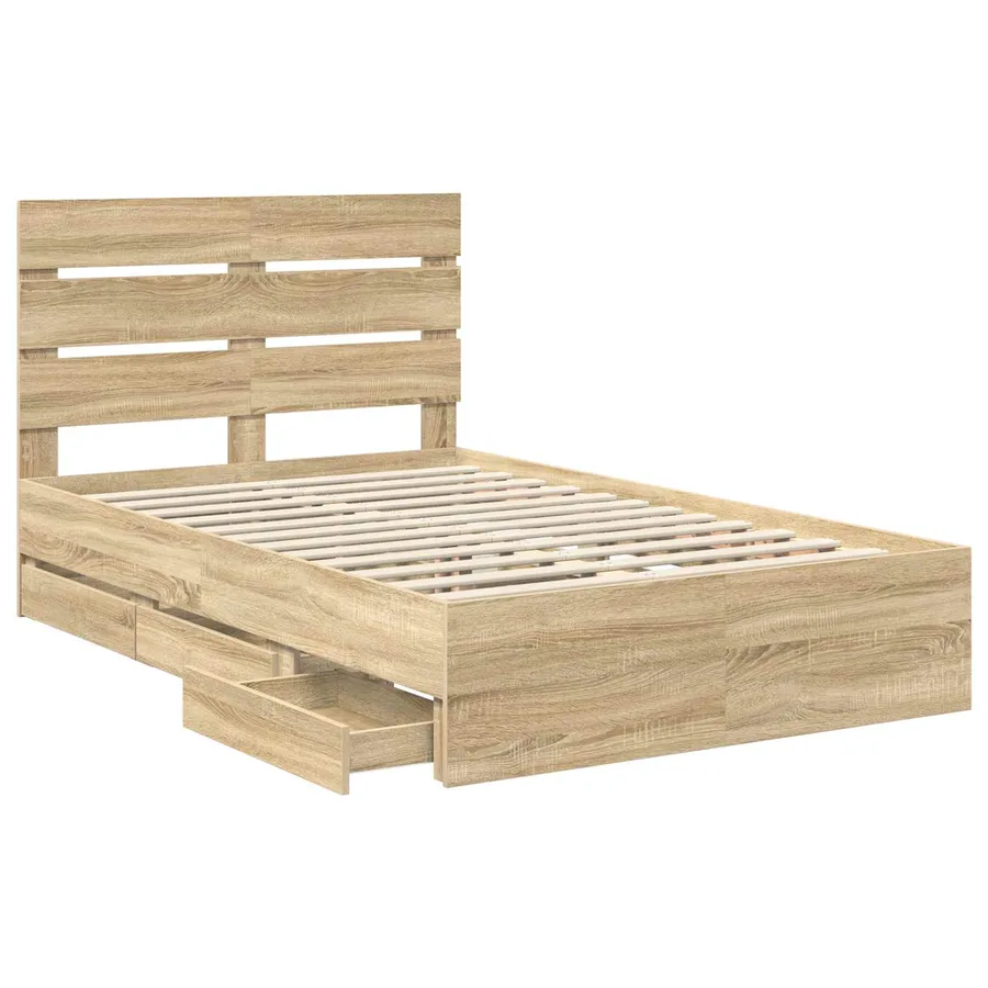 Cadre de lit Chêne Sonoma 120 x 190 cm Bois Ingénierie - 5