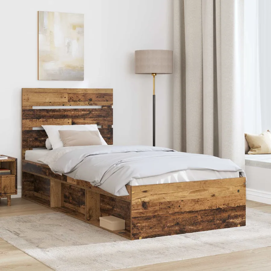 Cadre de lit Bois ancien 90 x 200 cm Bois de pin massif - 3