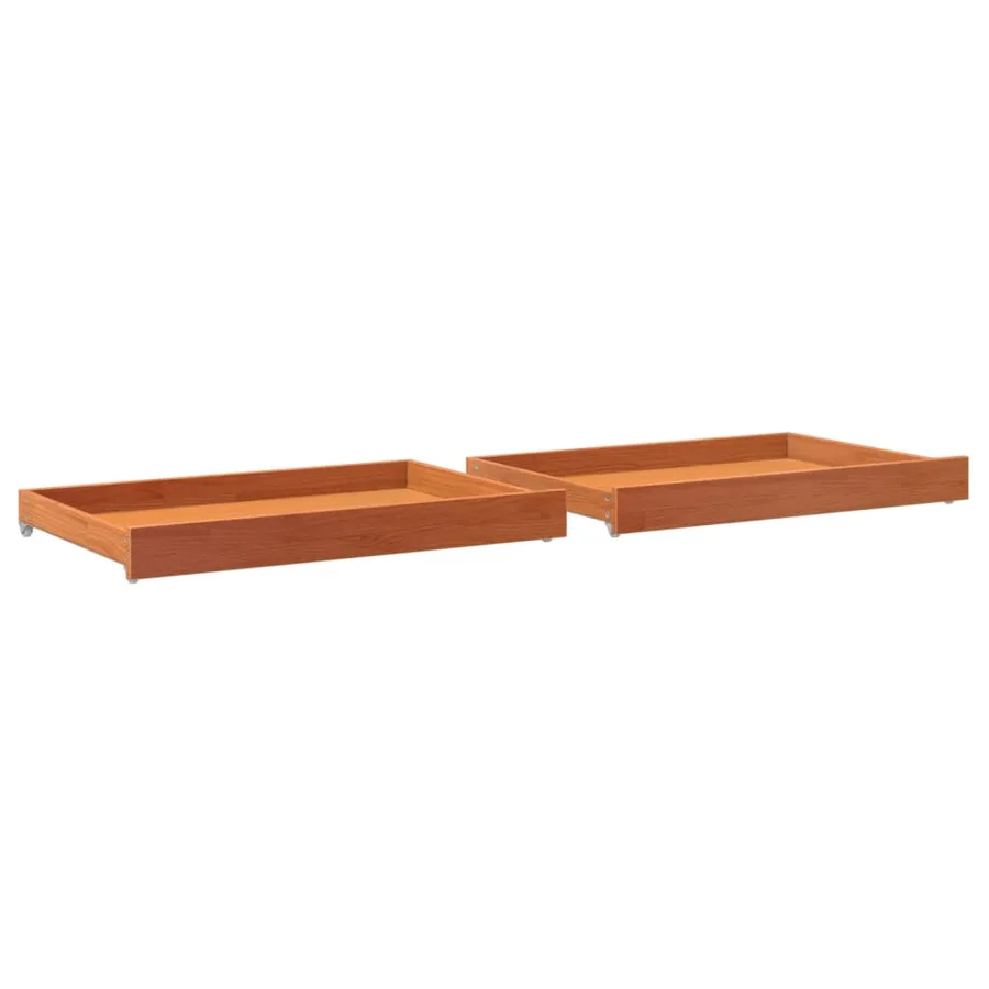 Tiroirs de lit de jour 2 pcs cire marron bois de pin massif - 2