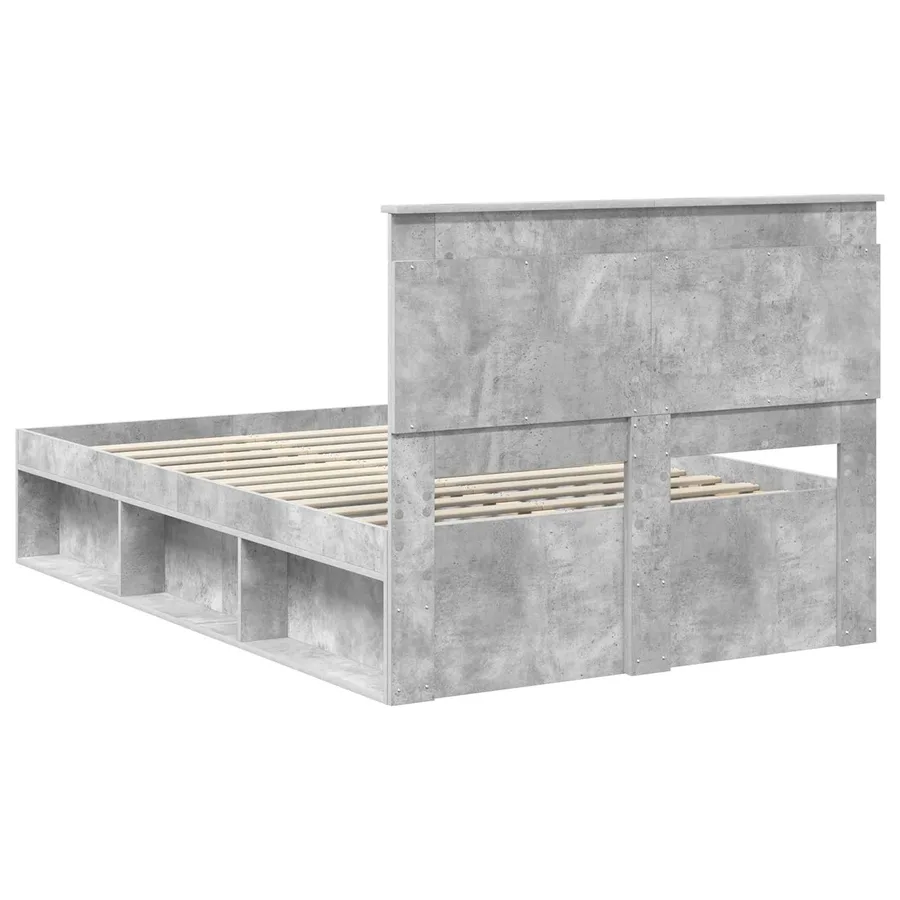 Cadre de lit avec tiroir Gris Béton 135 x 190 cm Pin massif - 9