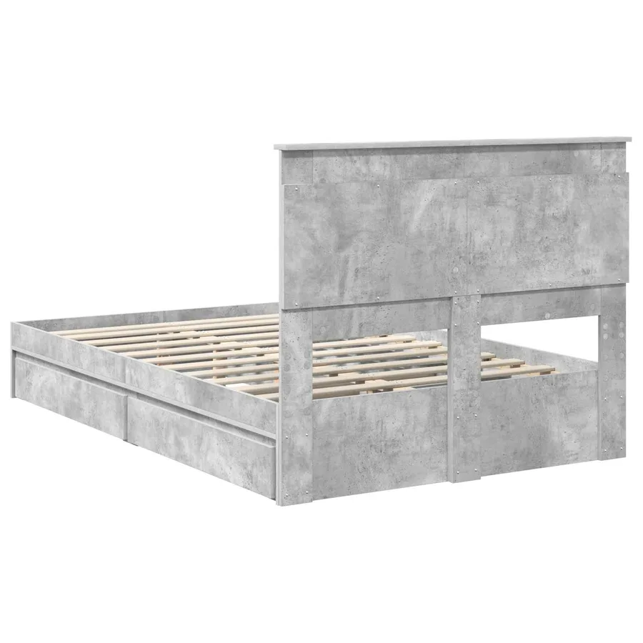Lit de Rangement Gris béton 135 x 190 cm Bois d'ingénierie - 8