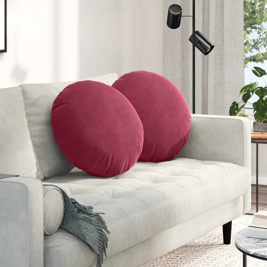 Coussins de siège 2 pcs Bordeaux Ø50 x 19 cm Velours