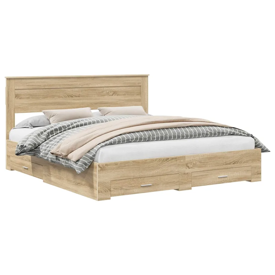 Cadre de lit Chêne Sonoma 200 x 200 cm Bois d'ingénierie - 2