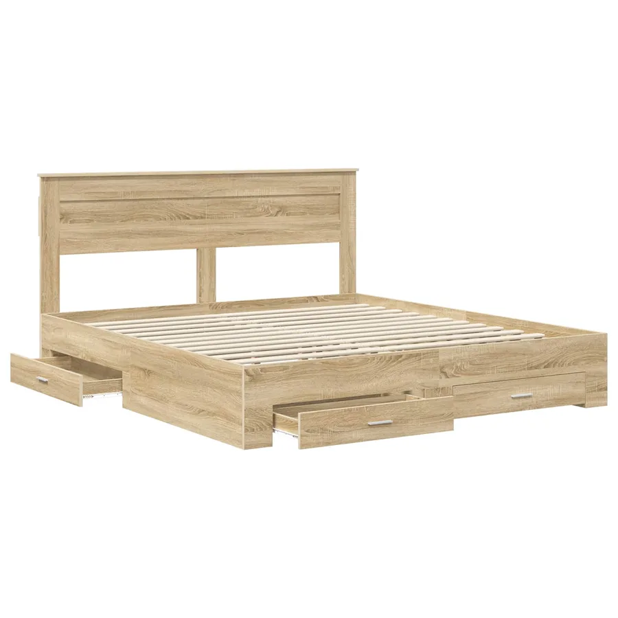Cadre de lit Chêne Sonoma 200 x 200 cm Bois d'ingénierie - 5