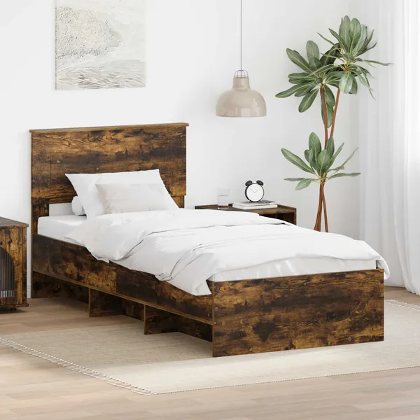 Cadre de lit Chêne fumé 120 x 123 cm Bois d'ingénierie