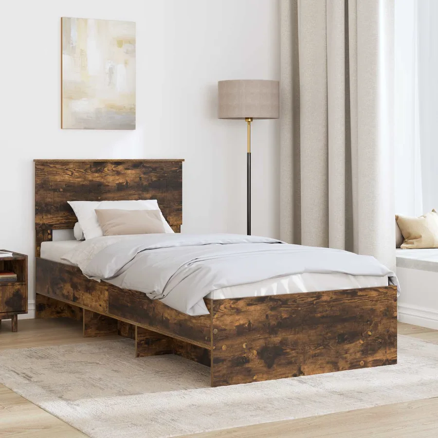 Cadre de lit Chêne fumé 120 x 123 cm Bois d'ingénierie - 3