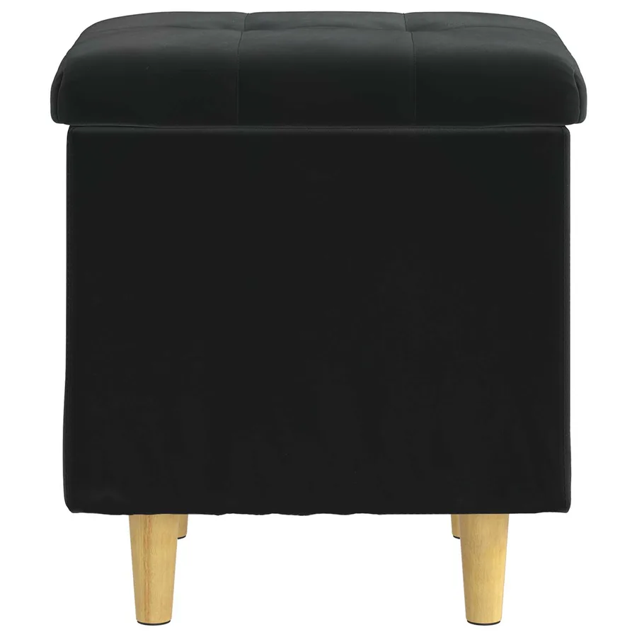 Pouf de rangement avec coussin Noir 40 x 40 x 45 cm Velours - 6