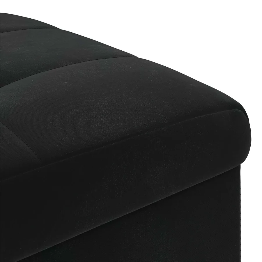 Pouf de rangement avec coussin Noir 40 x 40 x 45 cm Velours - 7