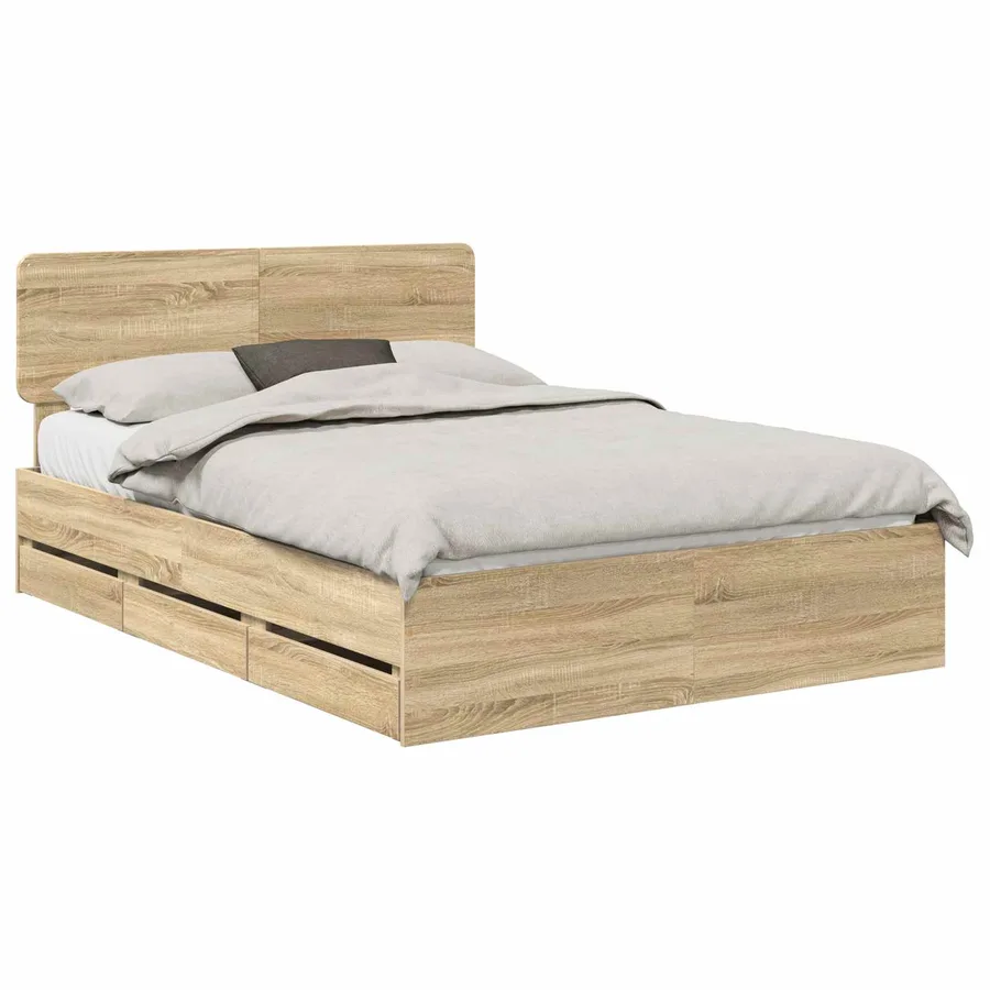 Cadre de lit Chêne Sonoma 150 x 200 cm Bois d’ingénierie - 2