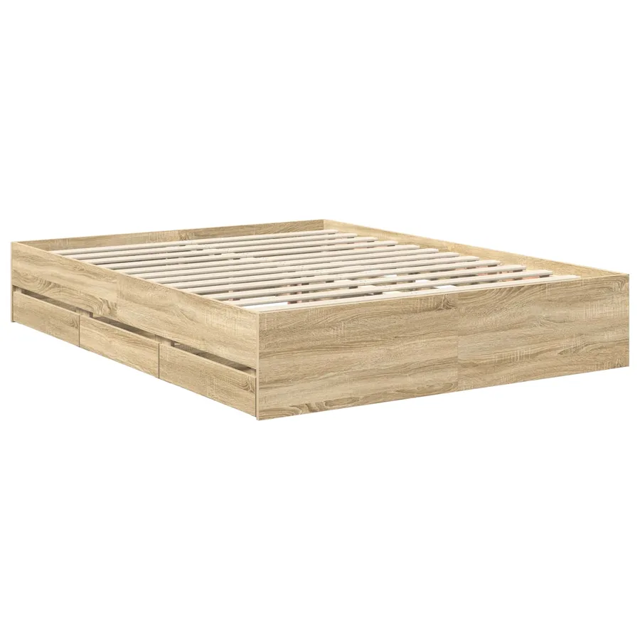 Cadre de lit Chêne Sonoma 150 x 200 cm Bois d’ingénierie - 6