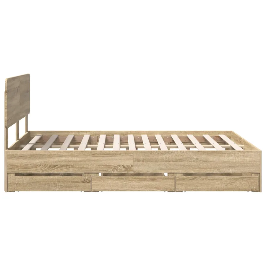 Cadre de lit Chêne Sonoma 150 x 200 cm Bois d’ingénierie - 9