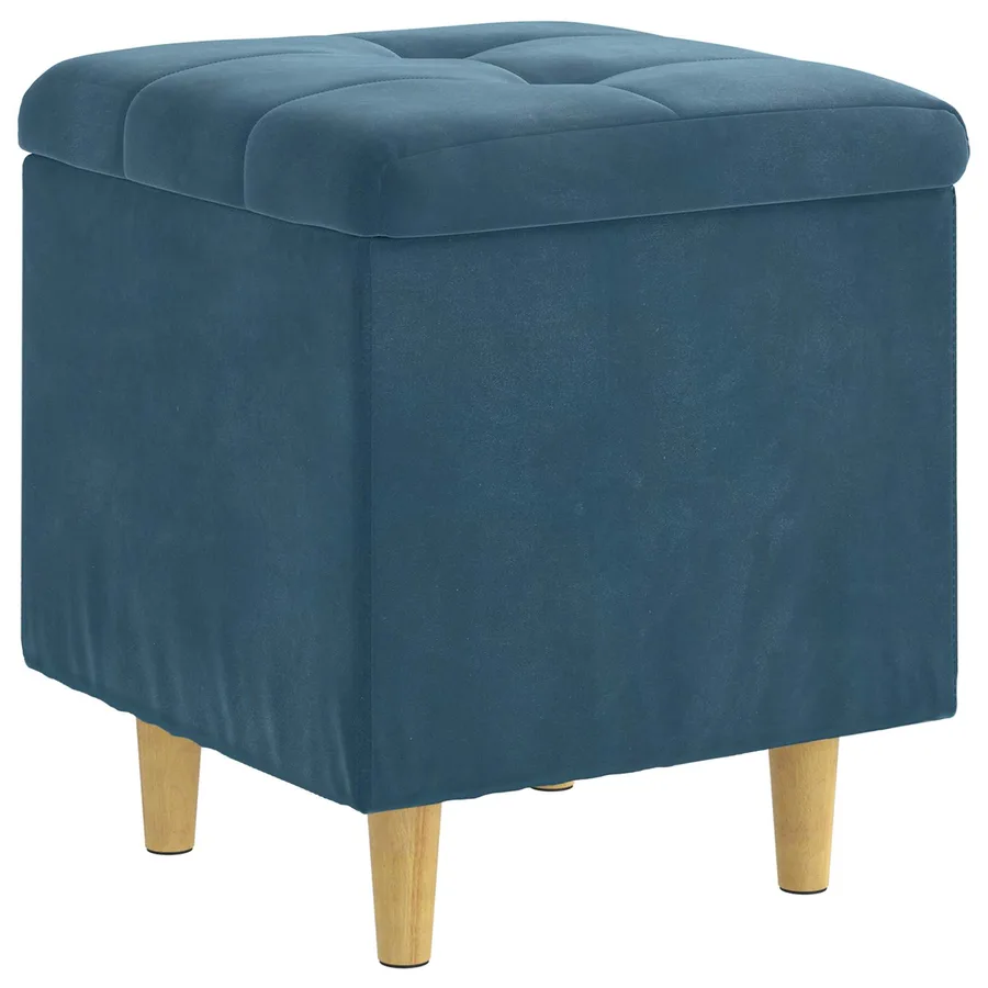 Pouf de rangement avec coussin Bleu 40 x 40 x 45 cm Velours - 2