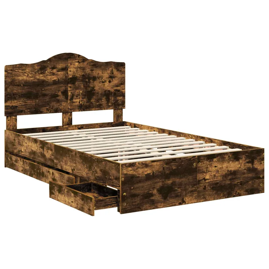 Cadre de lit Chêne Fumé 135 x 190 cm Bois Ingénierie - 5