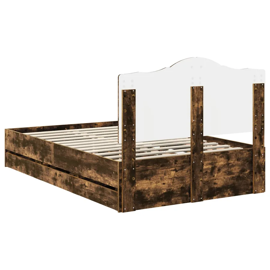 Cadre de lit Chêne Fumé 135 x 190 cm Bois Ingénierie - 8