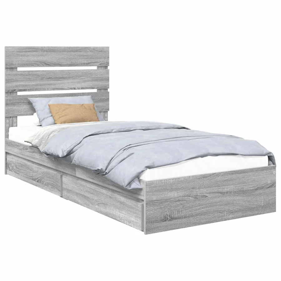 Lit de Rangement Gris Sonoma 90 x 190 cm Bois d'ingénierie - 2