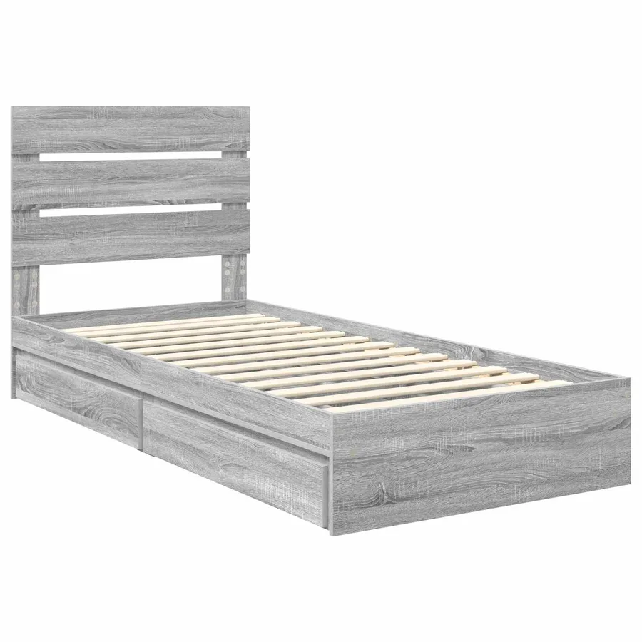 Lit de Rangement Gris Sonoma 90 x 190 cm Bois d'ingénierie - 4