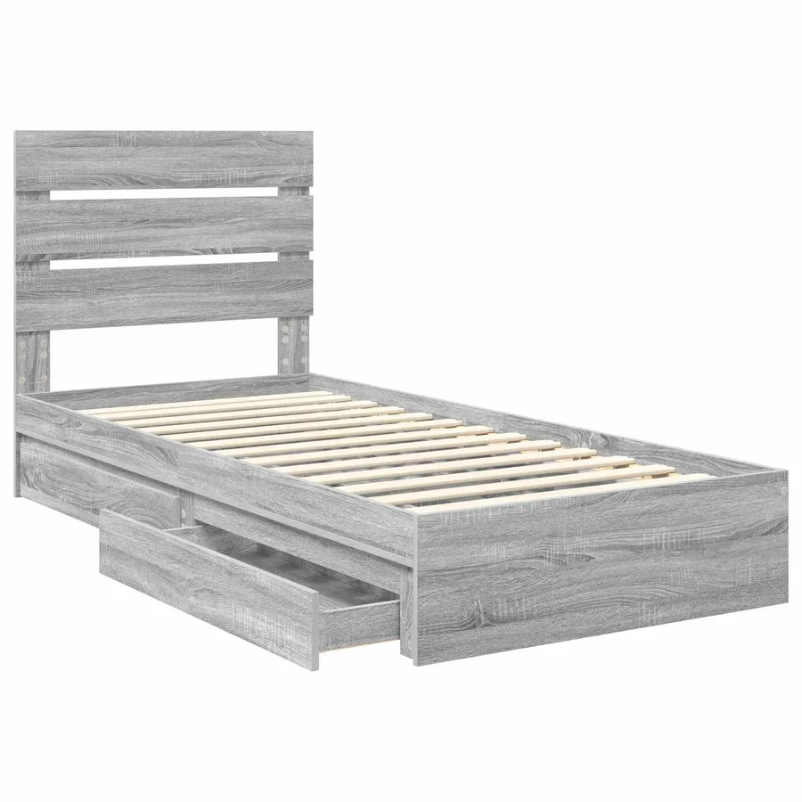 Lit de Rangement Gris Sonoma 90 x 190 cm Bois d'ingénierie - 5