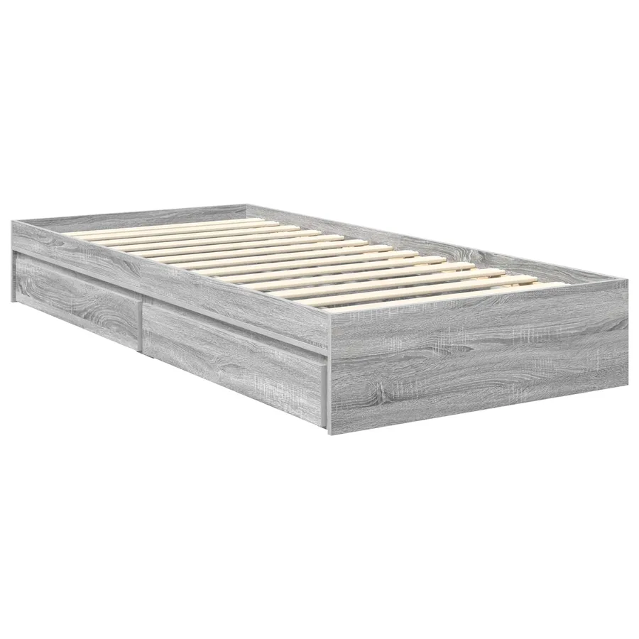 Lit de Rangement Gris Sonoma 90 x 190 cm Bois d'ingénierie - 6