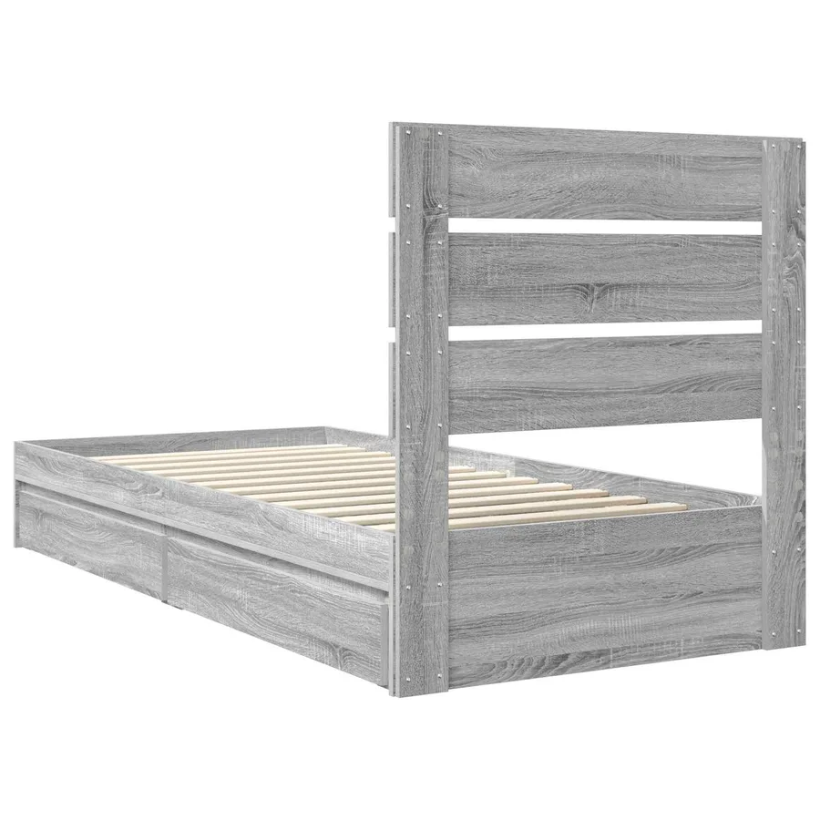 Lit de Rangement Gris Sonoma 90 x 190 cm Bois d'ingénierie - 8