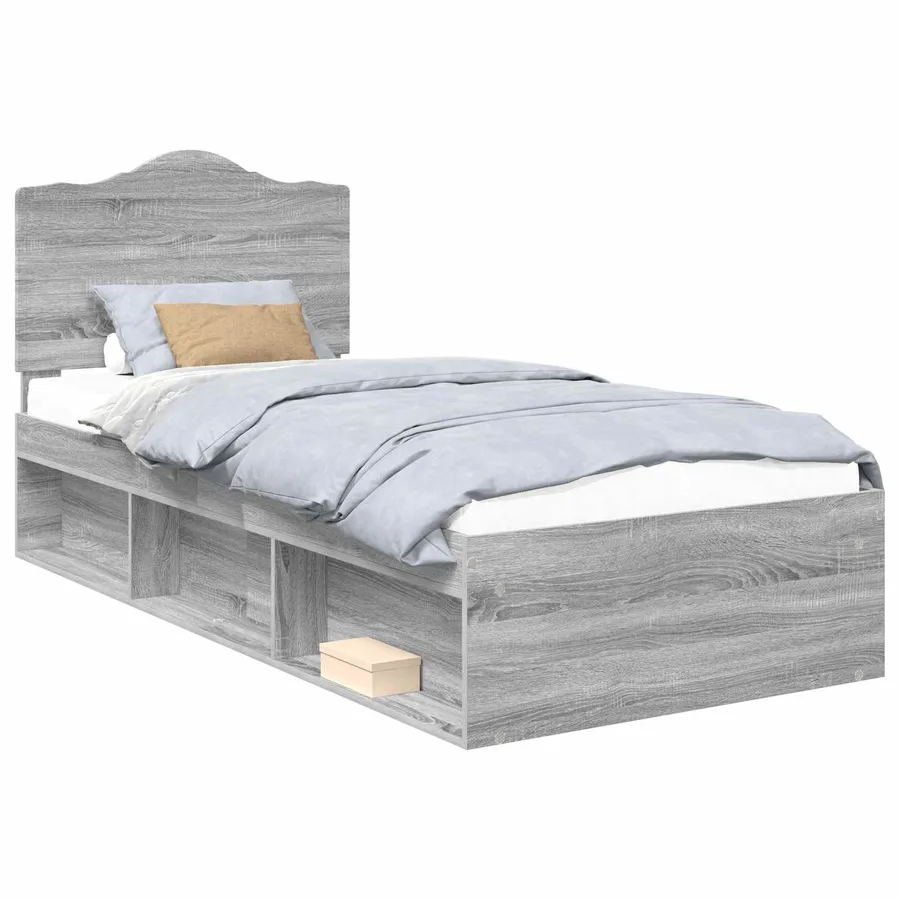 Cadre de lit Gris Sonoma 75 x 190 cm Pin massif - 2