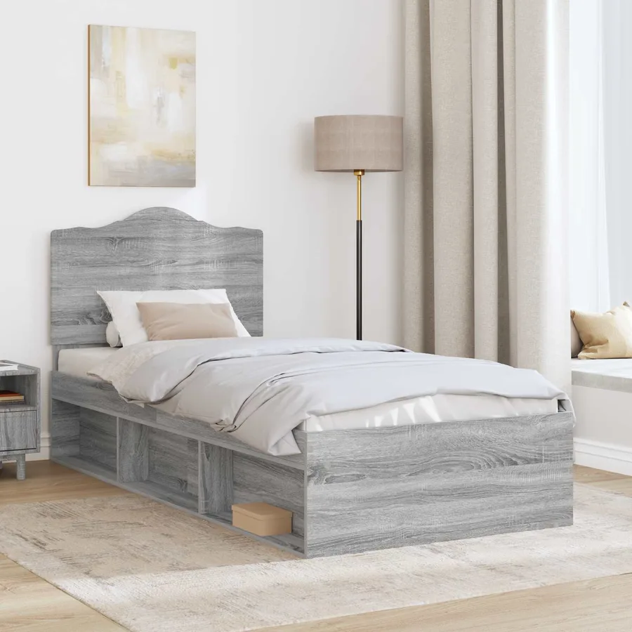 Cadre de lit Gris Sonoma 75 x 190 cm Pin massif - 3