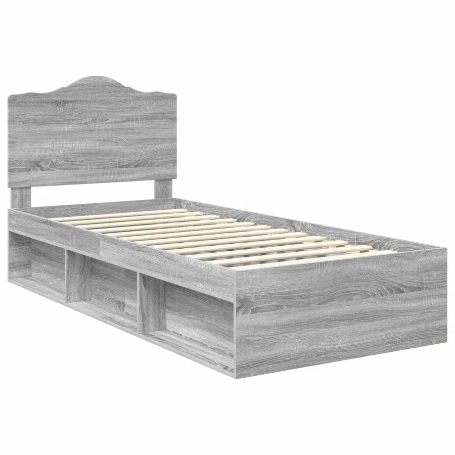 Cadre de lit Gris Sonoma 75 x 190 cm Pin massif - 4