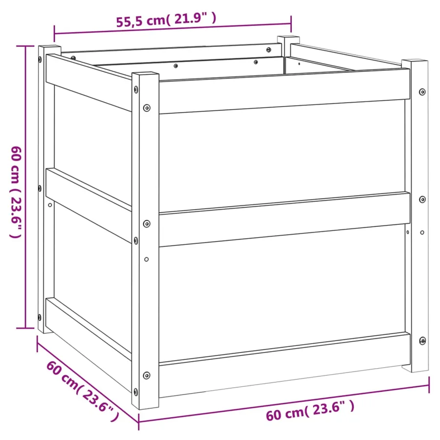 Jardinière 60x60x60 cm bois massif douglas - 11