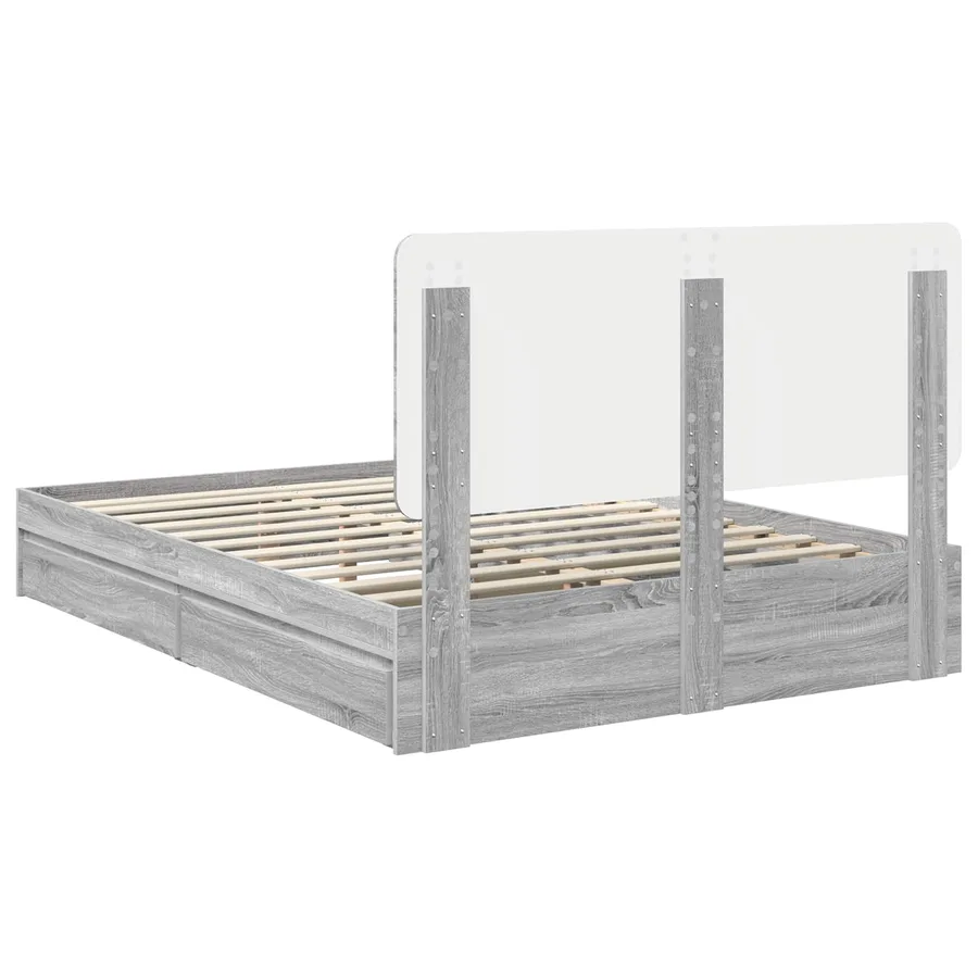 Lit de Rangement Gris Sonoma 150 x 200 cm Bois d'ingénierie - 10